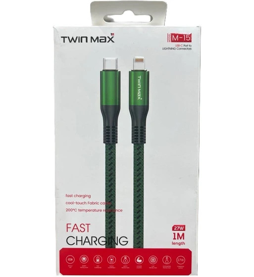 کابل شارژ فست TWIN MAX مدل M-15 USB-C به لایتنینگ